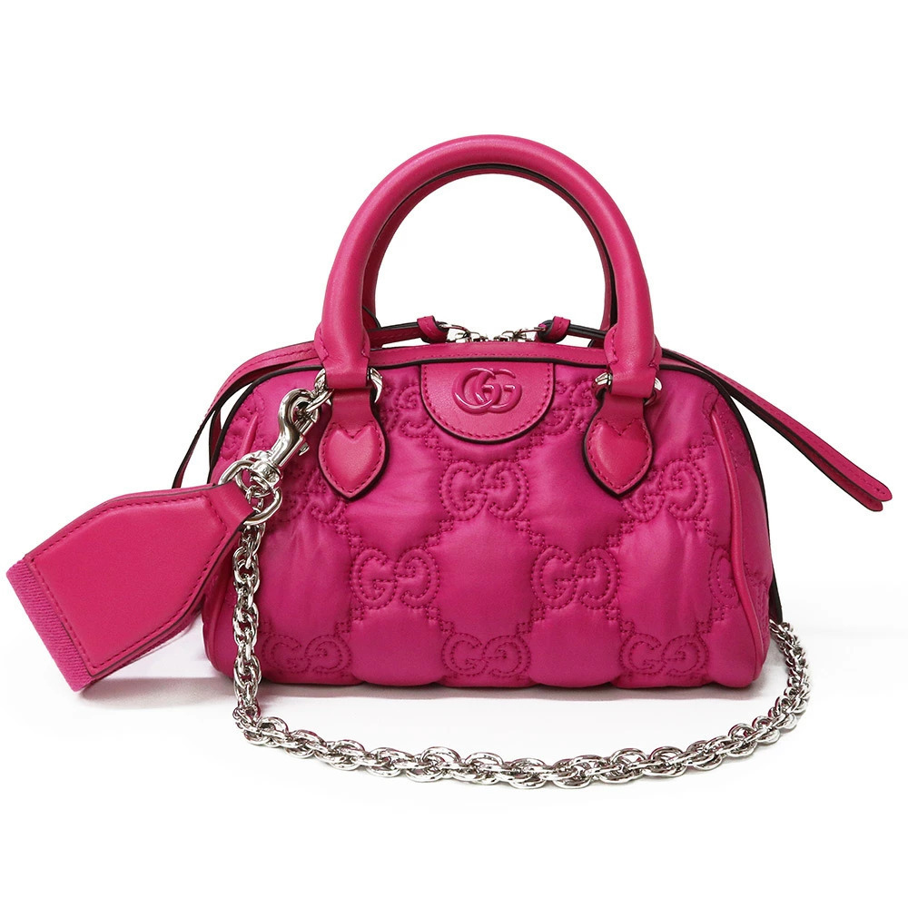 GUCCI GG Matelasse Bag Pink Chain Crossbody Leather